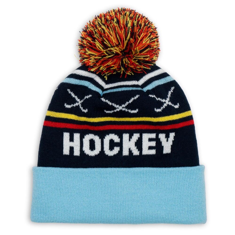 6367 Hockey Knitted Beanie Hat | Play Hockey Pom Beanie | Navy